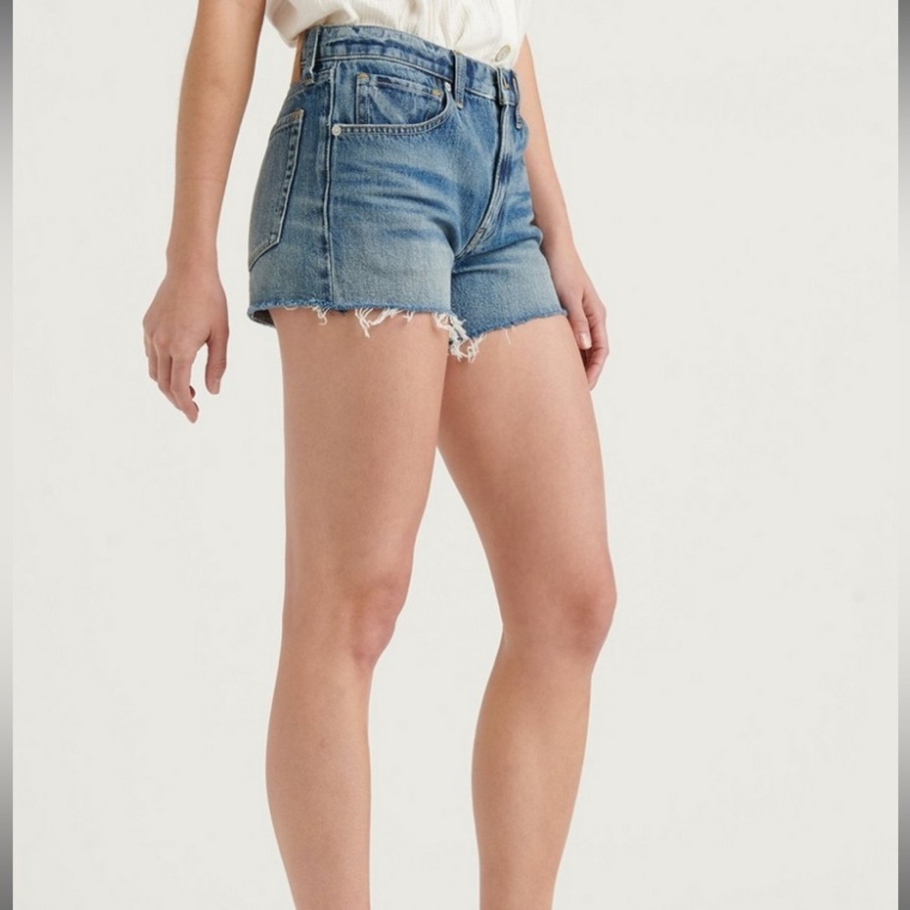 Lucky Brand Mid Rise Cut Off Fray Cotton Jean Shorts